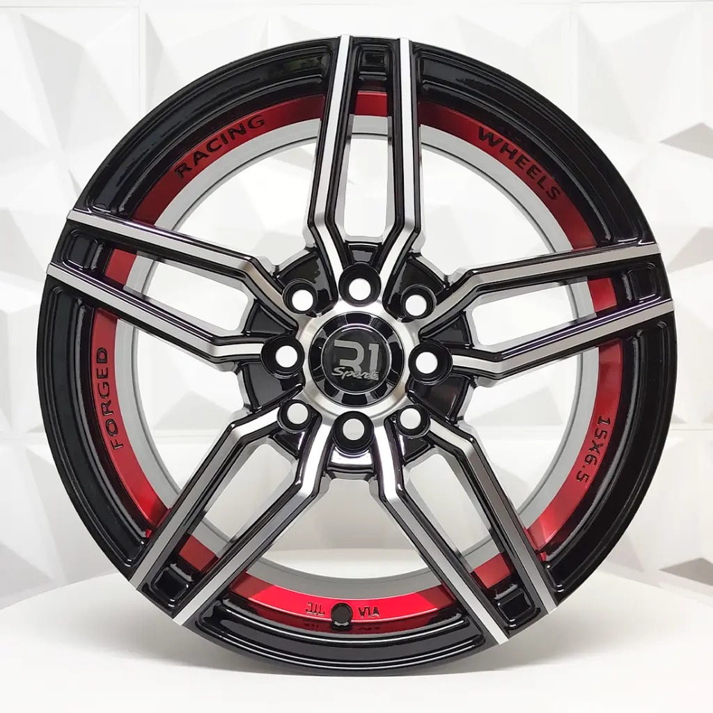RIN 15X6.5 4-100/114.3 R1 SPORT 238 BLACK MACHINE FACE+RED UNDERCUT ET30 CB73.1 