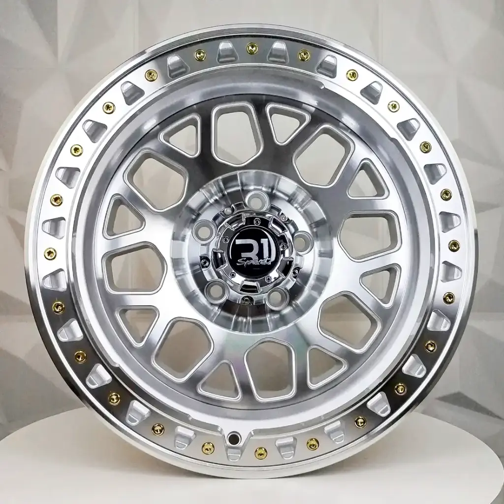 RIN 17X9 5-127 R1 SPORT DX130 SILVER MACHINE FACE MACHINE LIP GOLD RIVETS ET0 CB83 