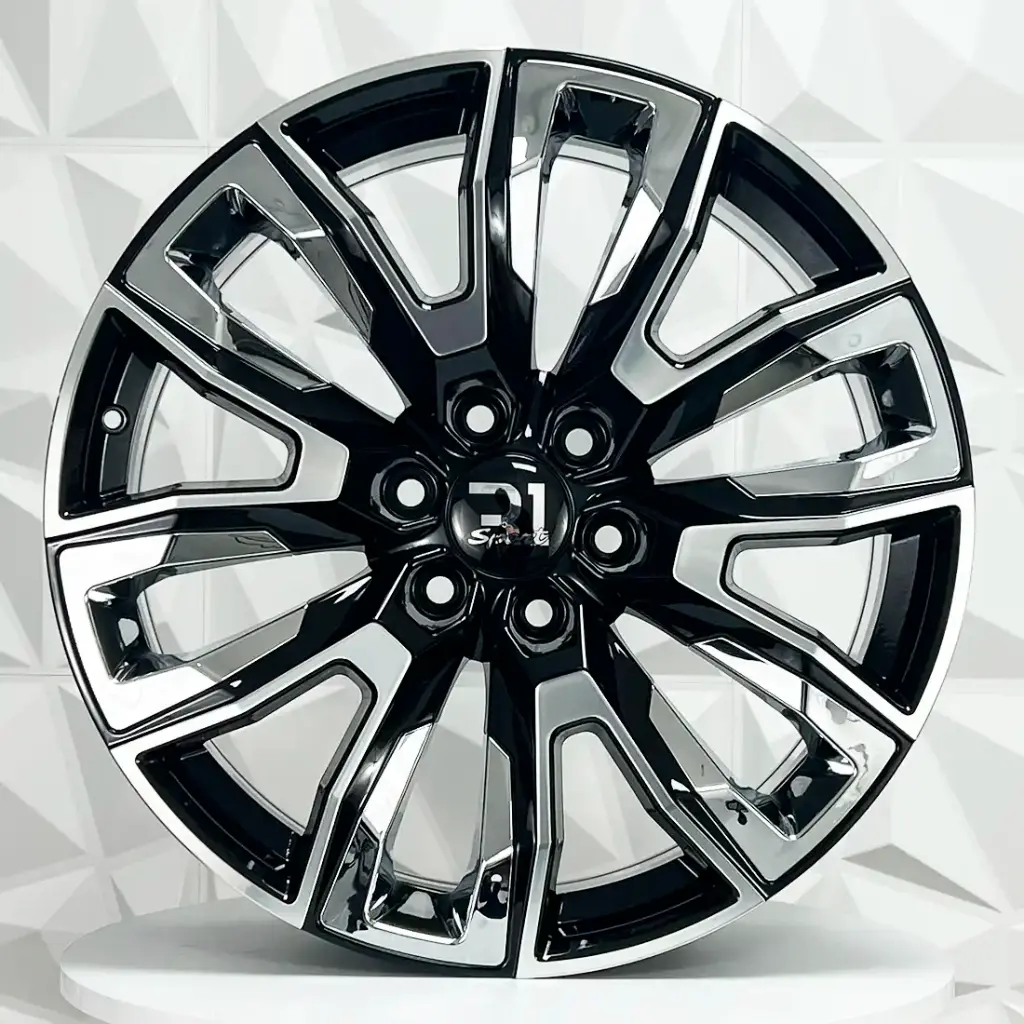 RIN 22X9 6-139.7 R1 SPORT 7041 BLACK MACHINE FACE INSERT CHROME ET28 CB78.1