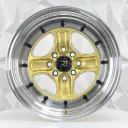 RIN 15X8 4-100/114.3 R1 SPORT QC403 GOLD MACHINE LIP+BLACK RIVETS* ET0 CB73.1