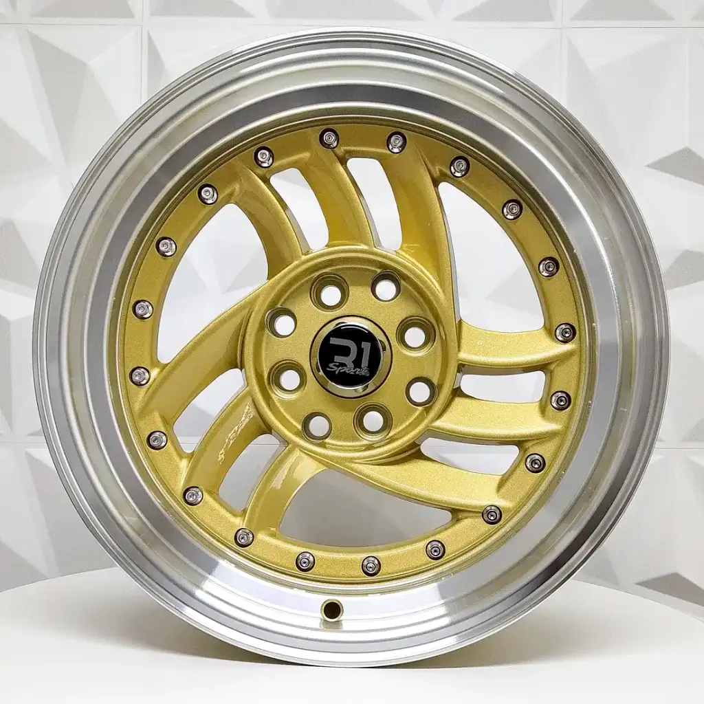 RIN 15X8 4-100/114.3 R1 SPORT DX643 LIGH GOLD MACHINE LIP CHROME RIVETS ET10 CB7
