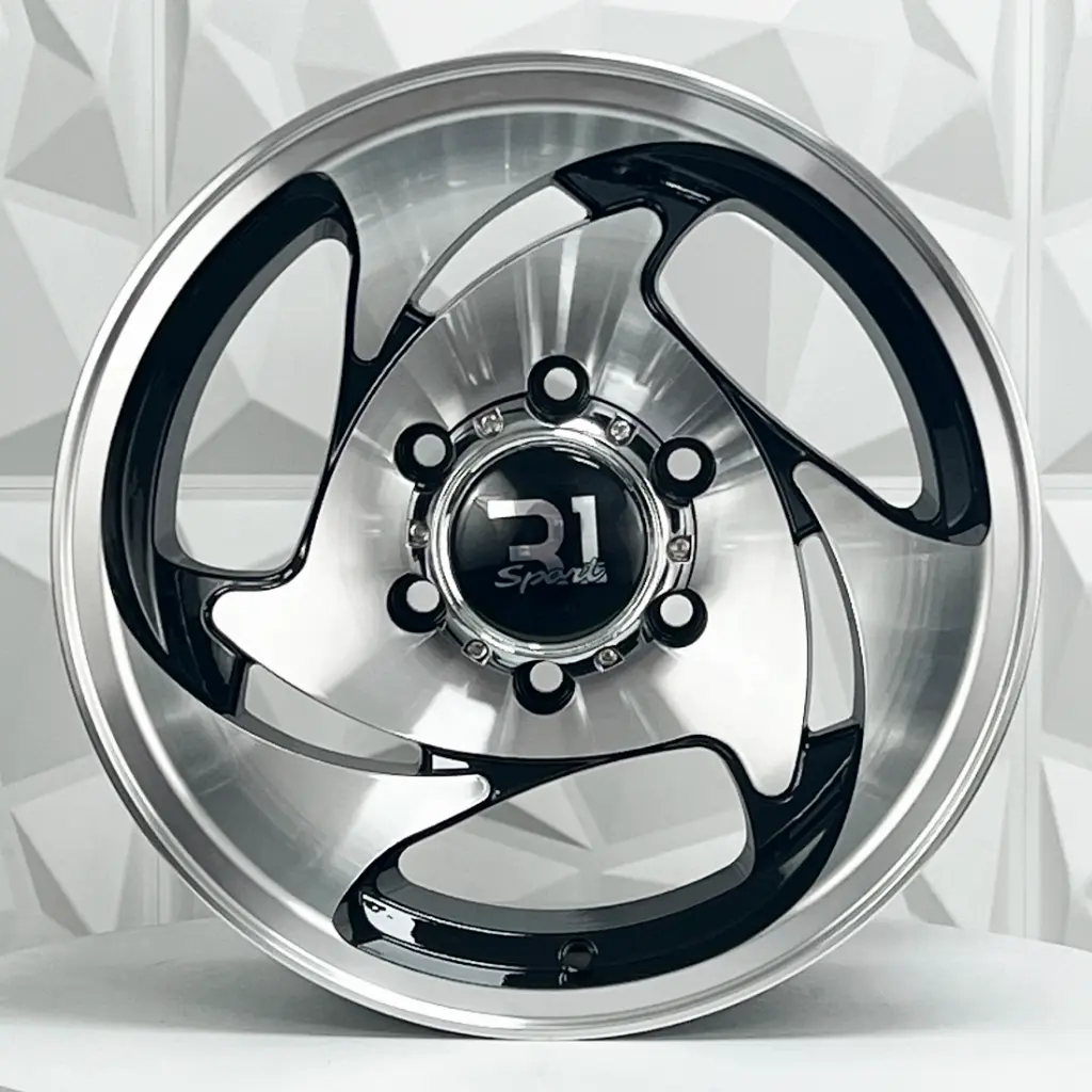 RIN 15X8 5-114.3 R1 SPORT 1070 BLACK MACHINE FACE MACHINE LIP ET-15 CB83 