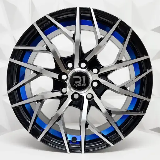 [156795] RIN 15X7 4-100/114.3 R1 SPORT 1049 BLACK MF+BLUE UNDERCUT ET30 CB73.1 