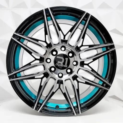 [168565] RIN 16X7 4-100/114.3 R1 SPORT RGW-036L MACHINE BLACK+BLUE UNDERCUT ET38 CB73.1 