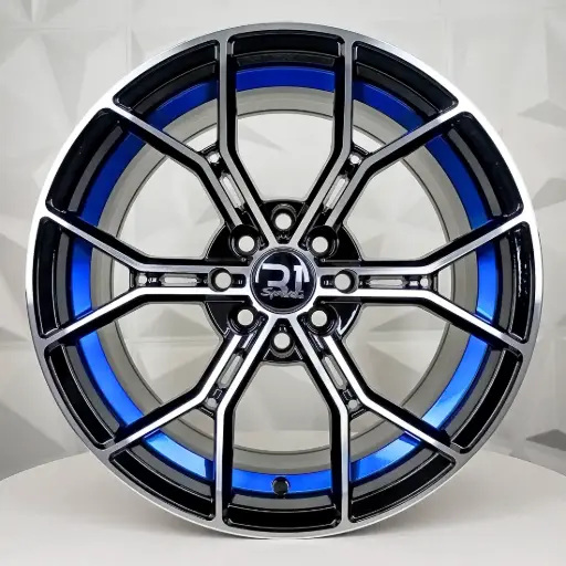 [151629] RIN 15X8 4-100/114.3 R1 SPORT DX755 BLACK MACHINE FACE BLUE UNDERCUT* ET0 CB73.1 