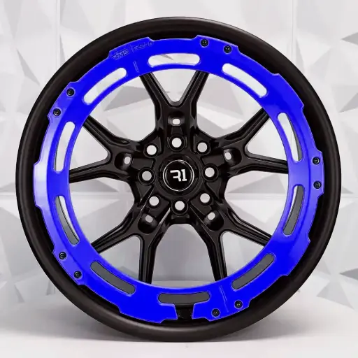 [174754] RIN 17X8.5 4-100/114.3 R1 SPORT QC1180 MATTE BLACK FACE+MATTE BLUE RING ET20 CB7